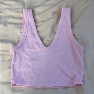 Wild Fable Bubble Gum Pink Ribbed V-Neck Crop Top S